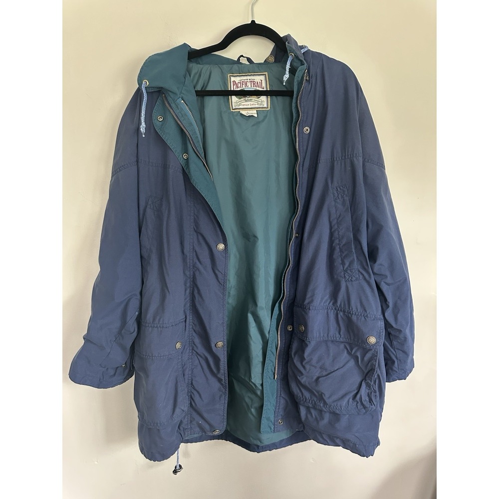 VTG 90s Women Pacific Trail Hooded Parka Jacket Fleece Lined Outdoor Hiking Coat